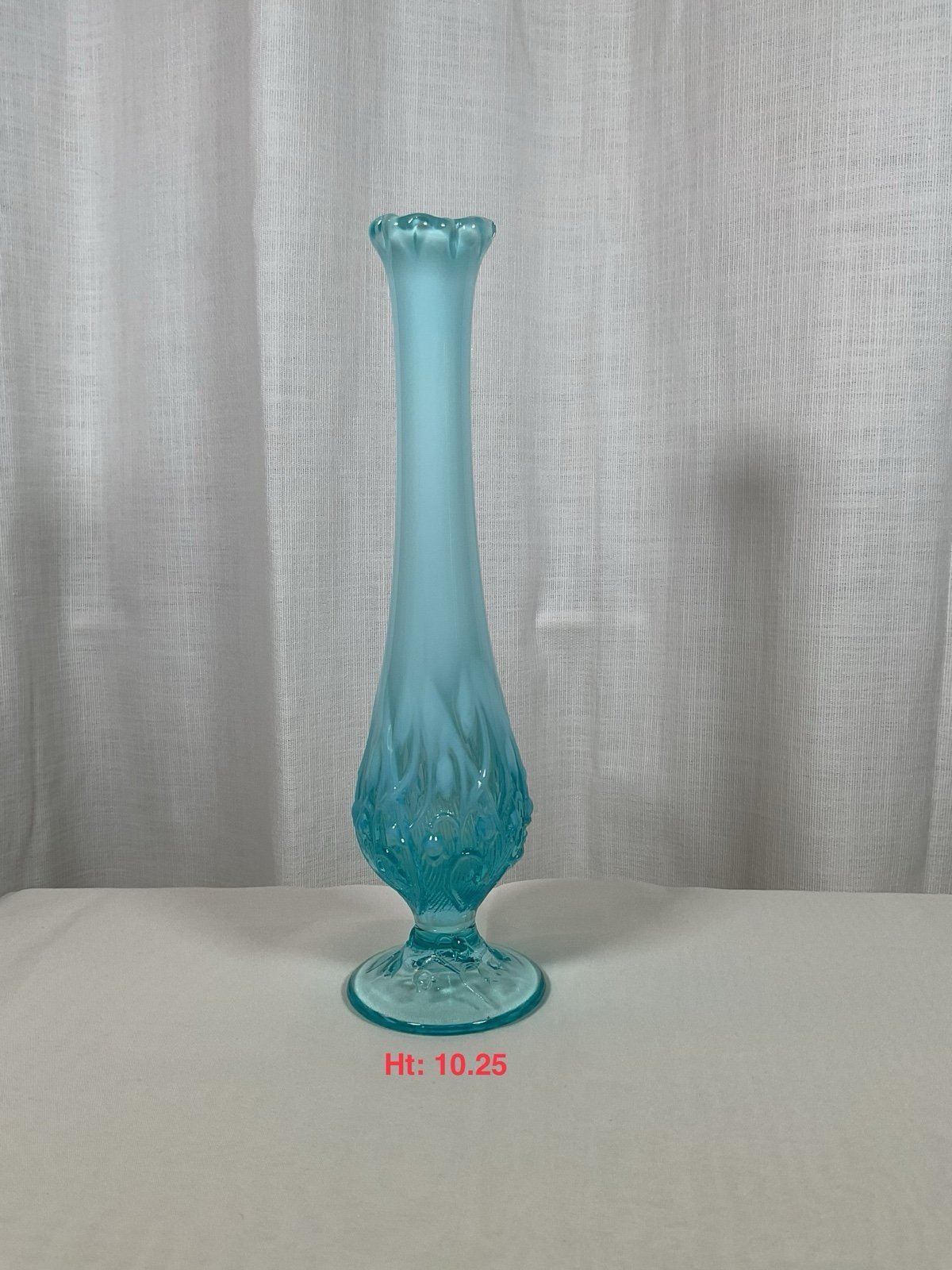 Vintage Fenton Ice Blue Opalescent Lily of the Valley Swung Bud Vase
