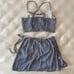 Navy blue gingham two piece set
