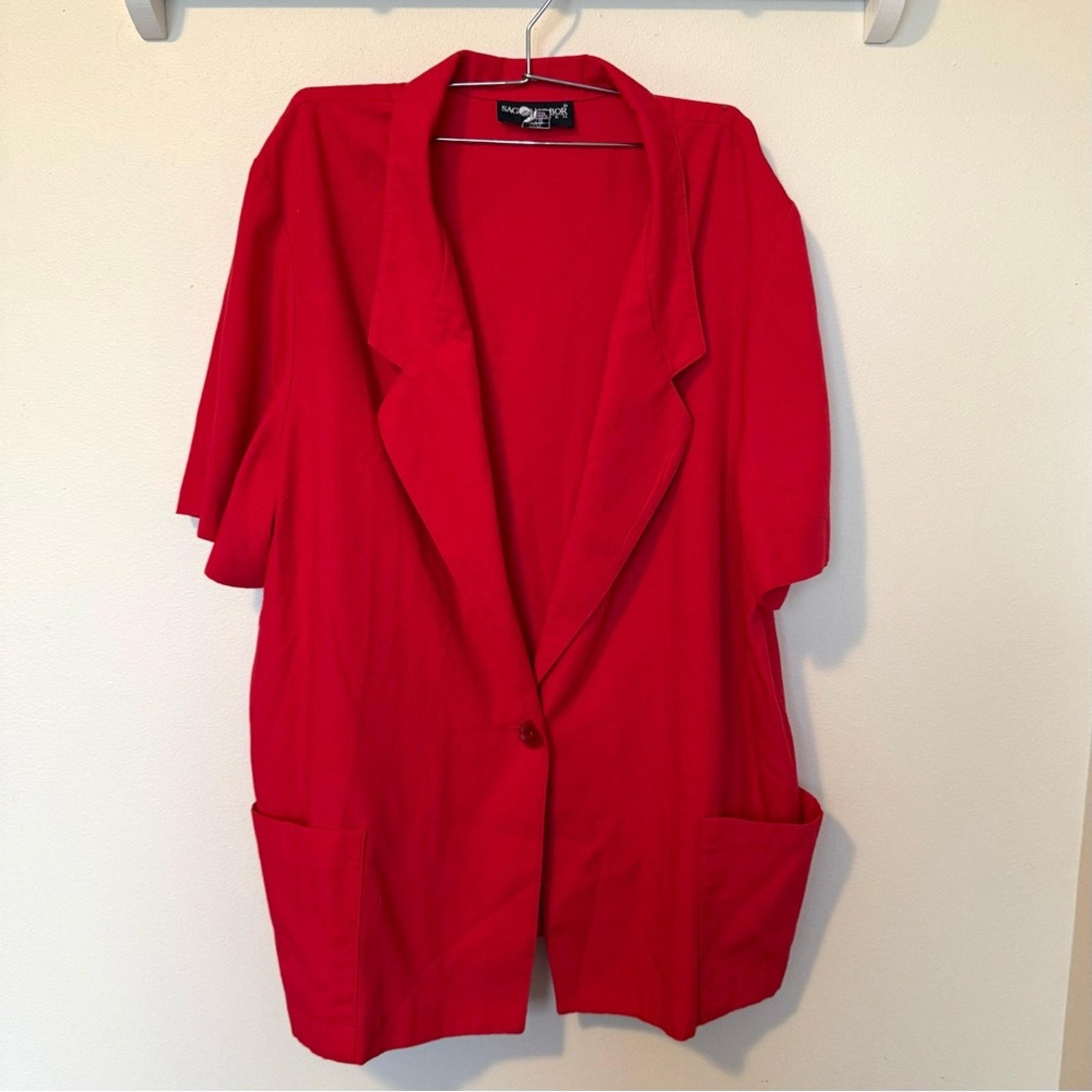 Women's Red Short Sleeve Lightweight Blazer - Sag Harbor