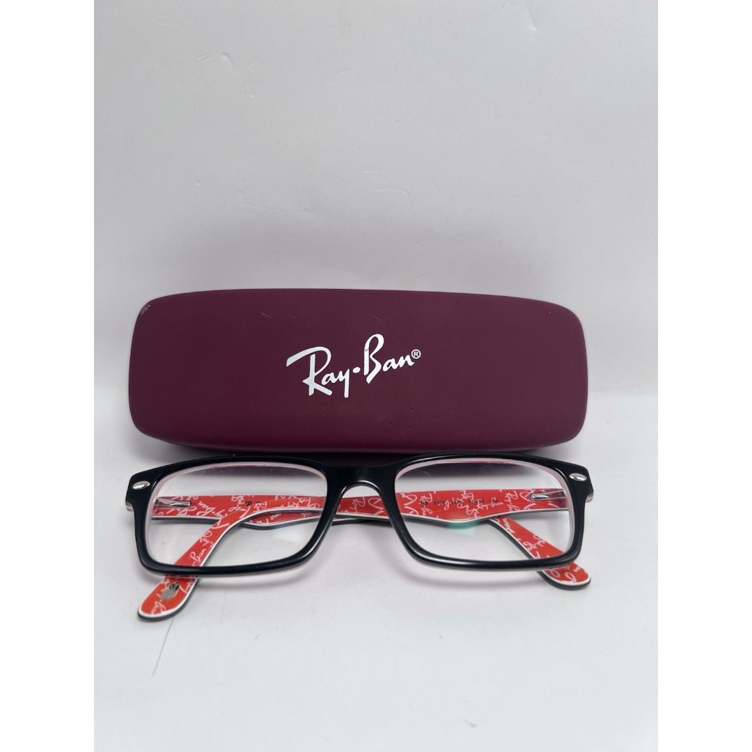Ray-Ban RB5206 2479 Eyeglasses Black Red Frames Only 52-18-140 17458 W/ Case