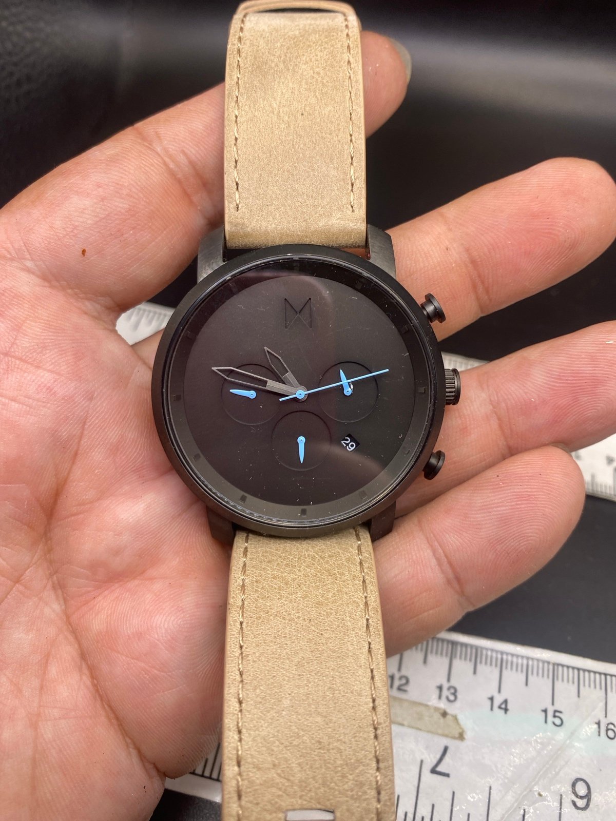 MVMT Chrono Tan Leather Strap & Gray Dial Chronograph, 45mm Watch for Men