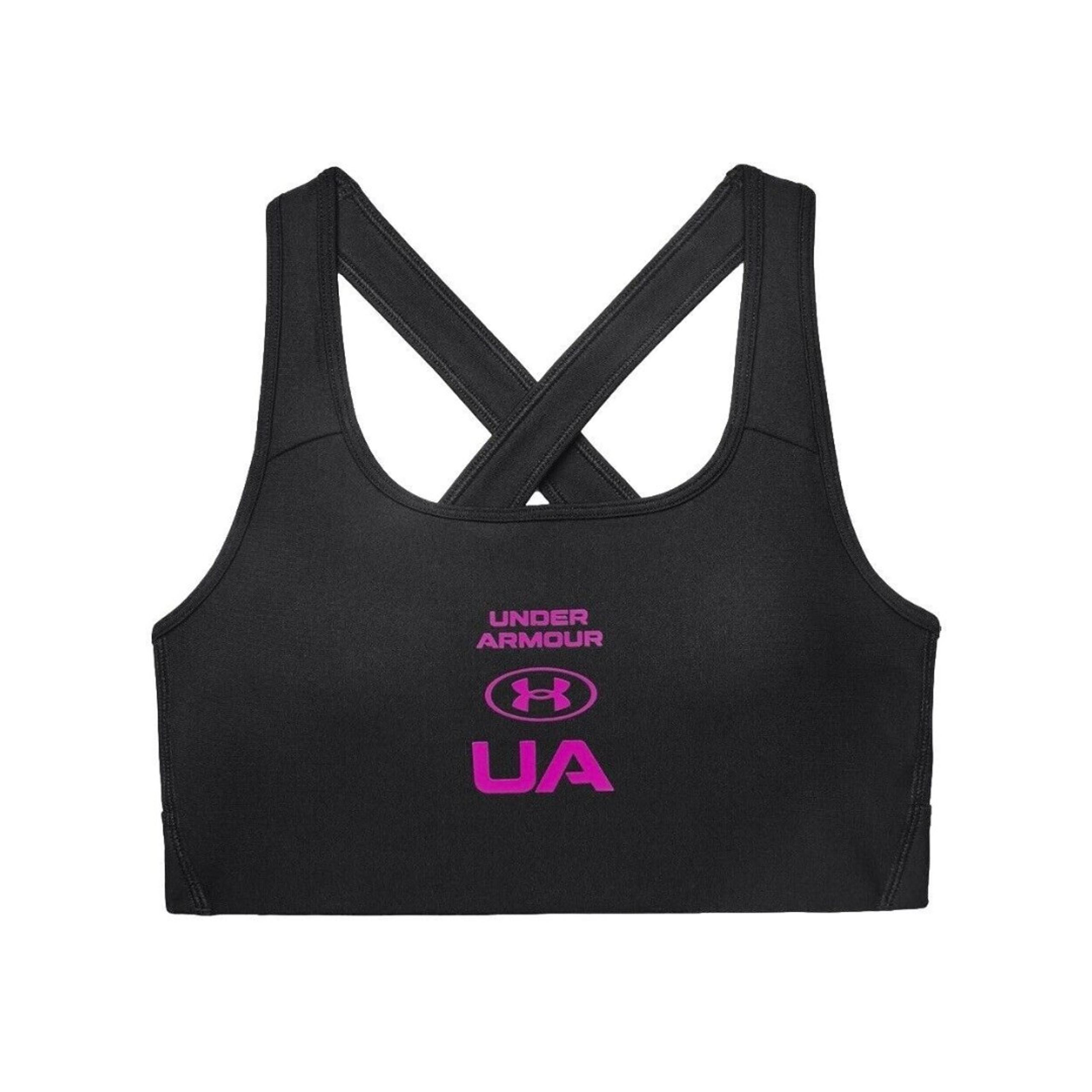 Women's Under Armour UA Crossback Graphic Black Medium Impact Sports Bra Sz M NW