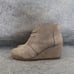 Toms Shoes Womens 7 Bootie Wedge Desert Lace Up Chukka Leather Casual Taupe Kala