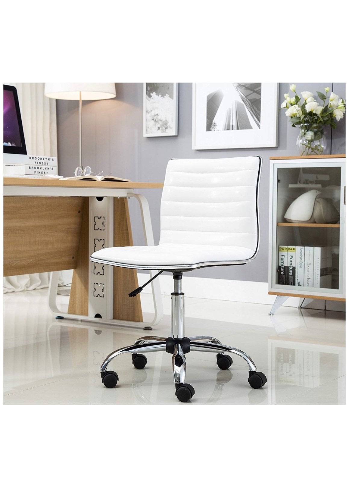 White office desk vanity office chair