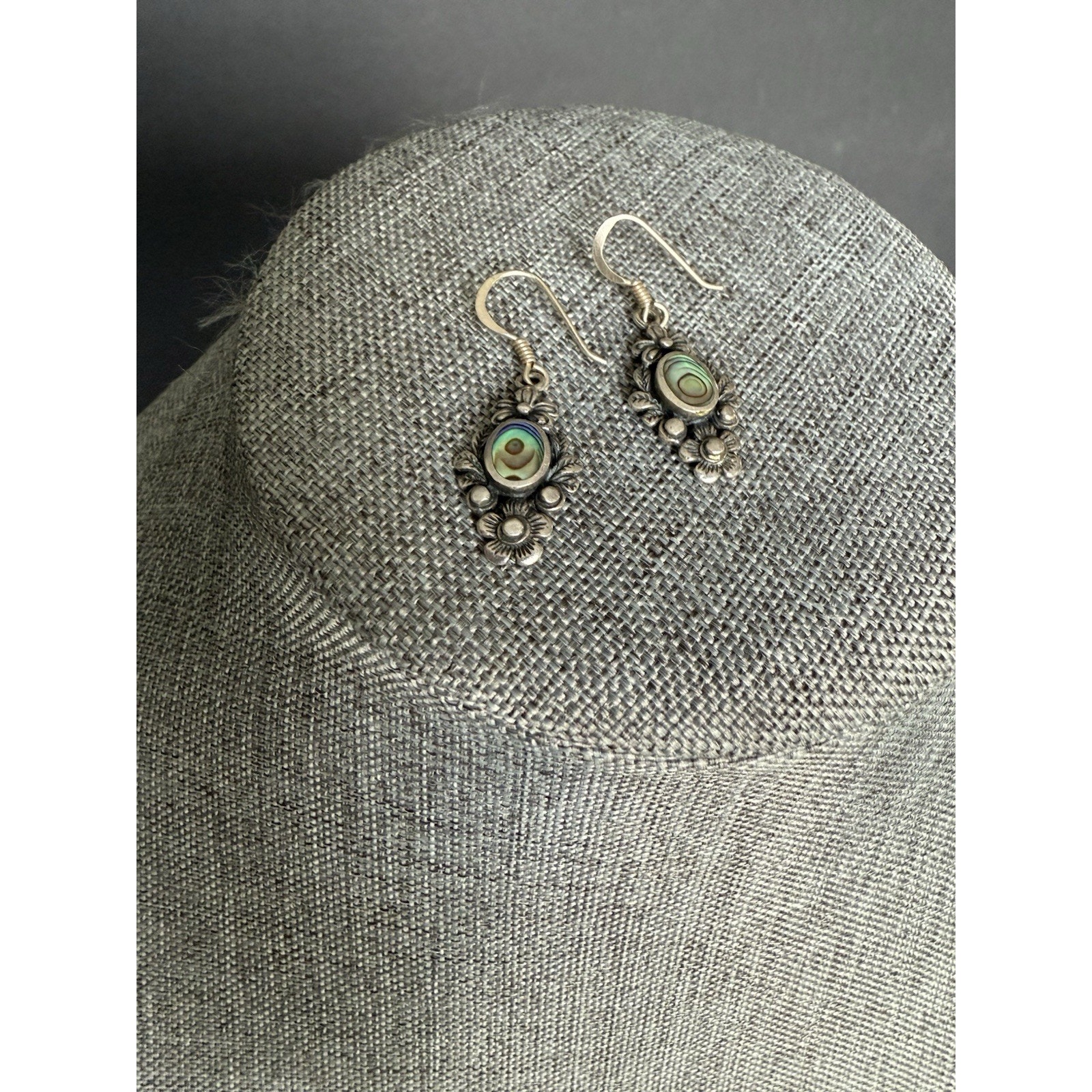 Vtg. Abalone .925b Silver Earrings Handcrafted Thai Boho Tribal Festival Coastal