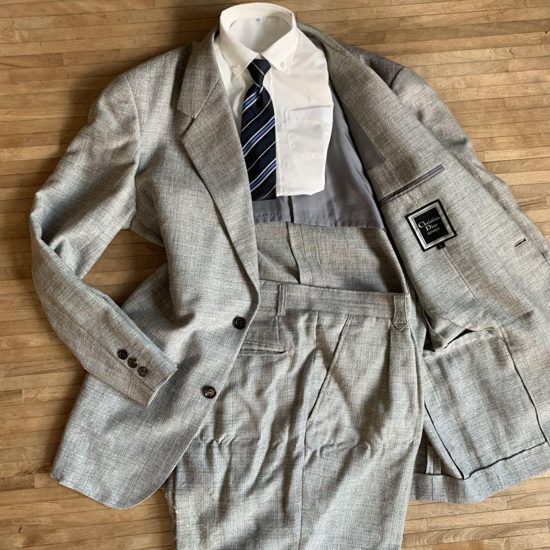 Ultra rare!! Dior suit set, old vintage, L size, gray.