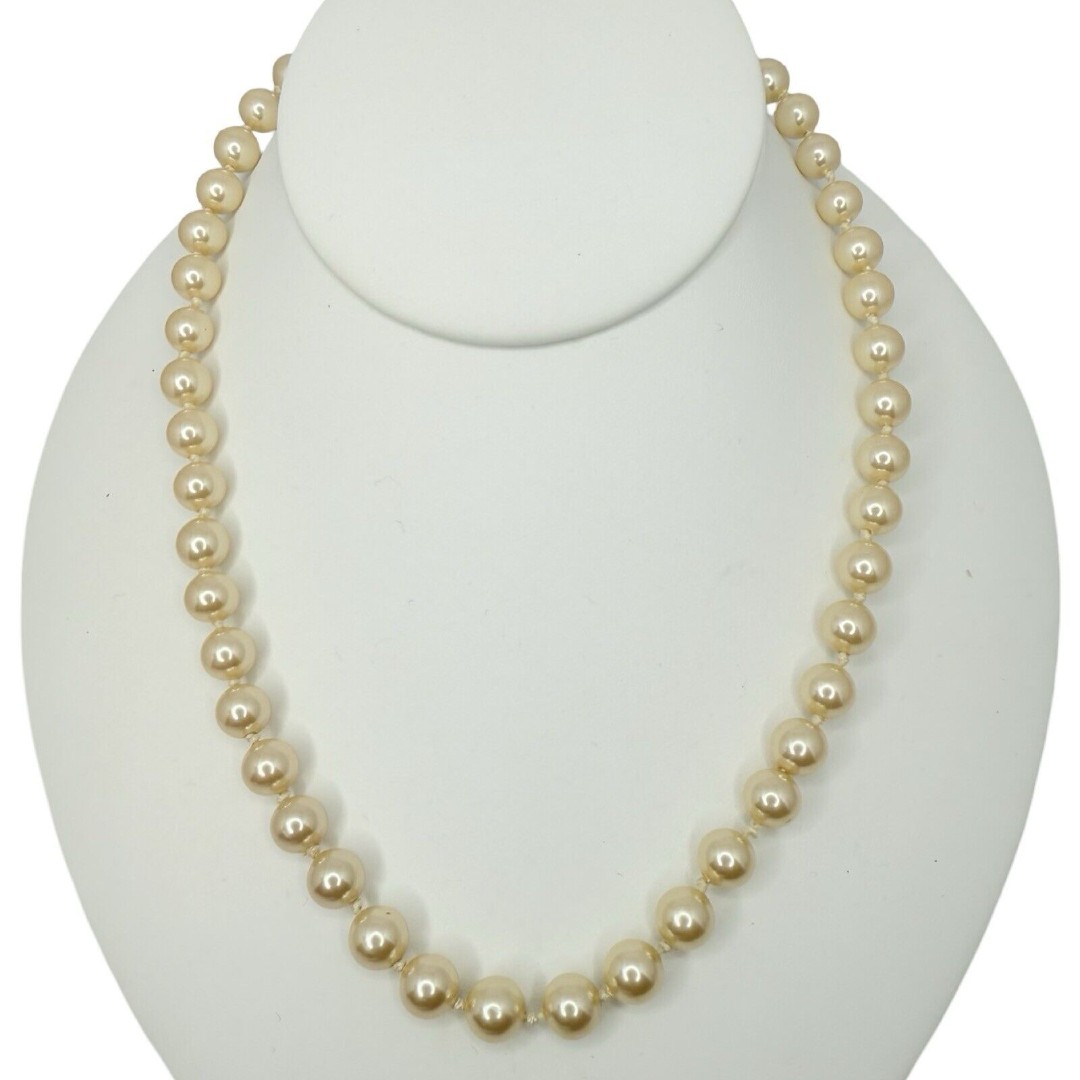 GSILVER Double Knotted Champagne Pearl Necklace 18 German Wedding Grandma