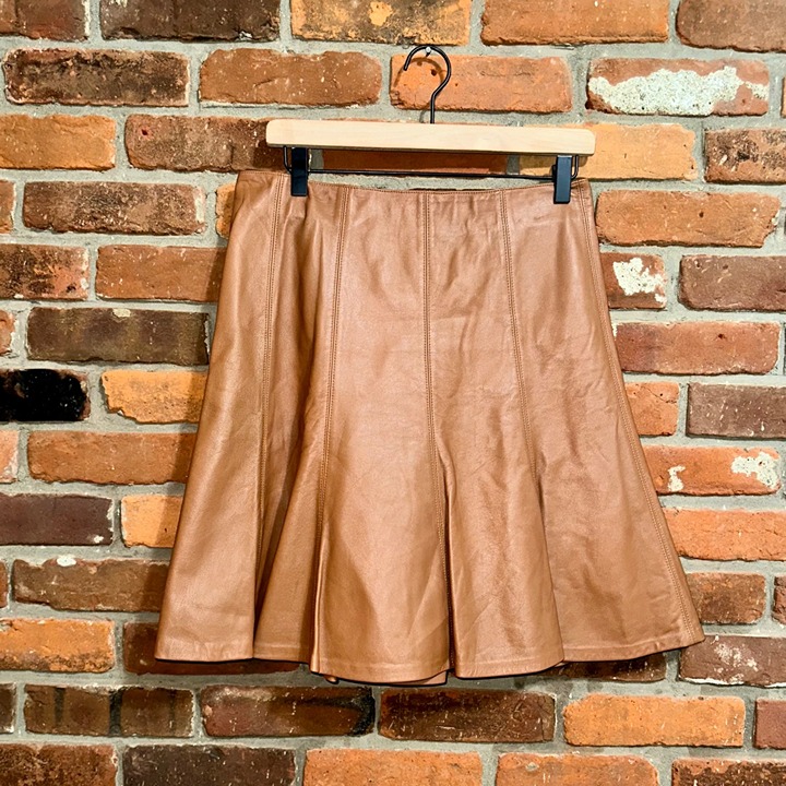 White House Black Market Brown Leather Skirt Size 10