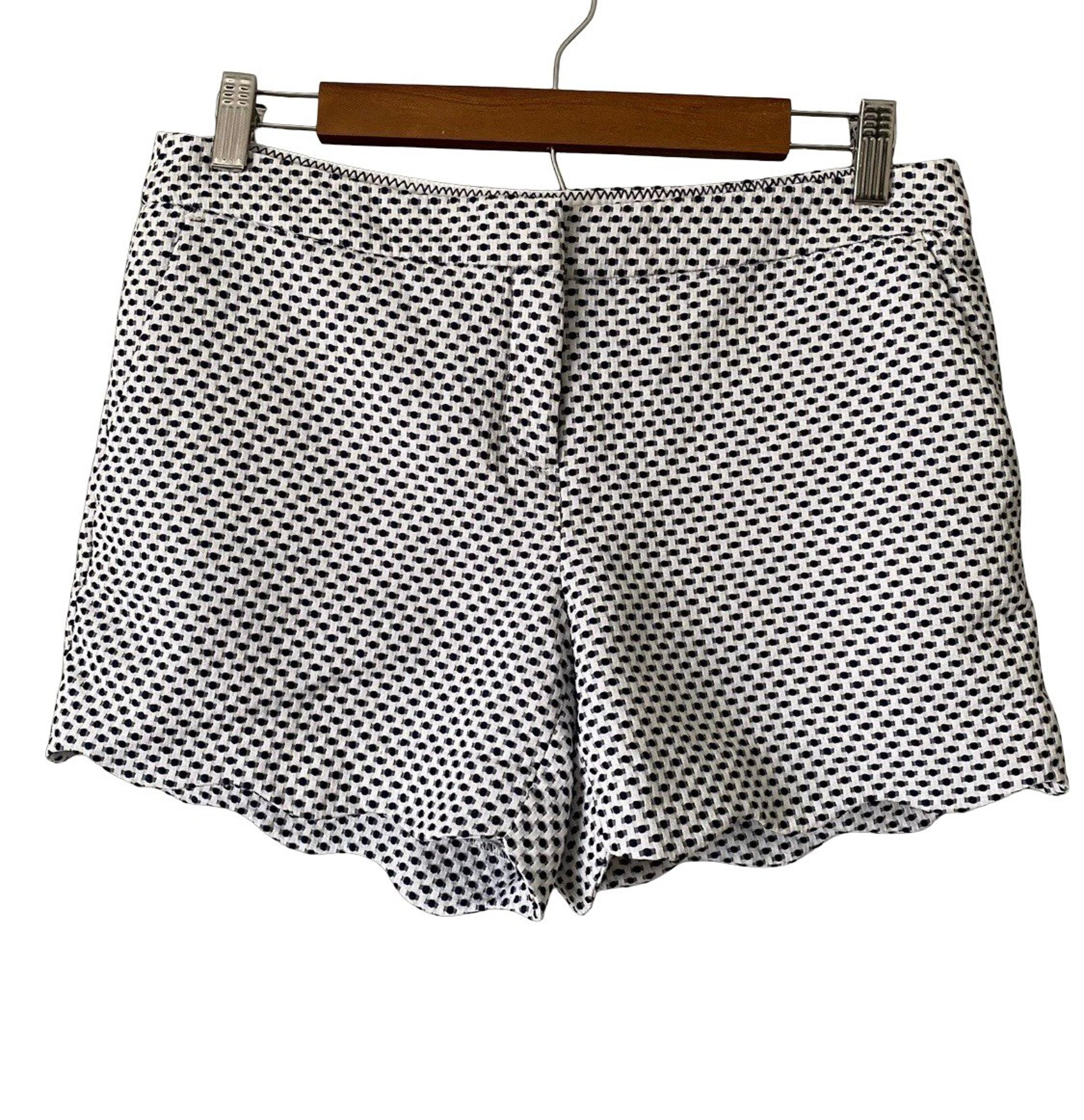 Cynthia Rowley Black and White High Waist Shorts Scalloped Hem
