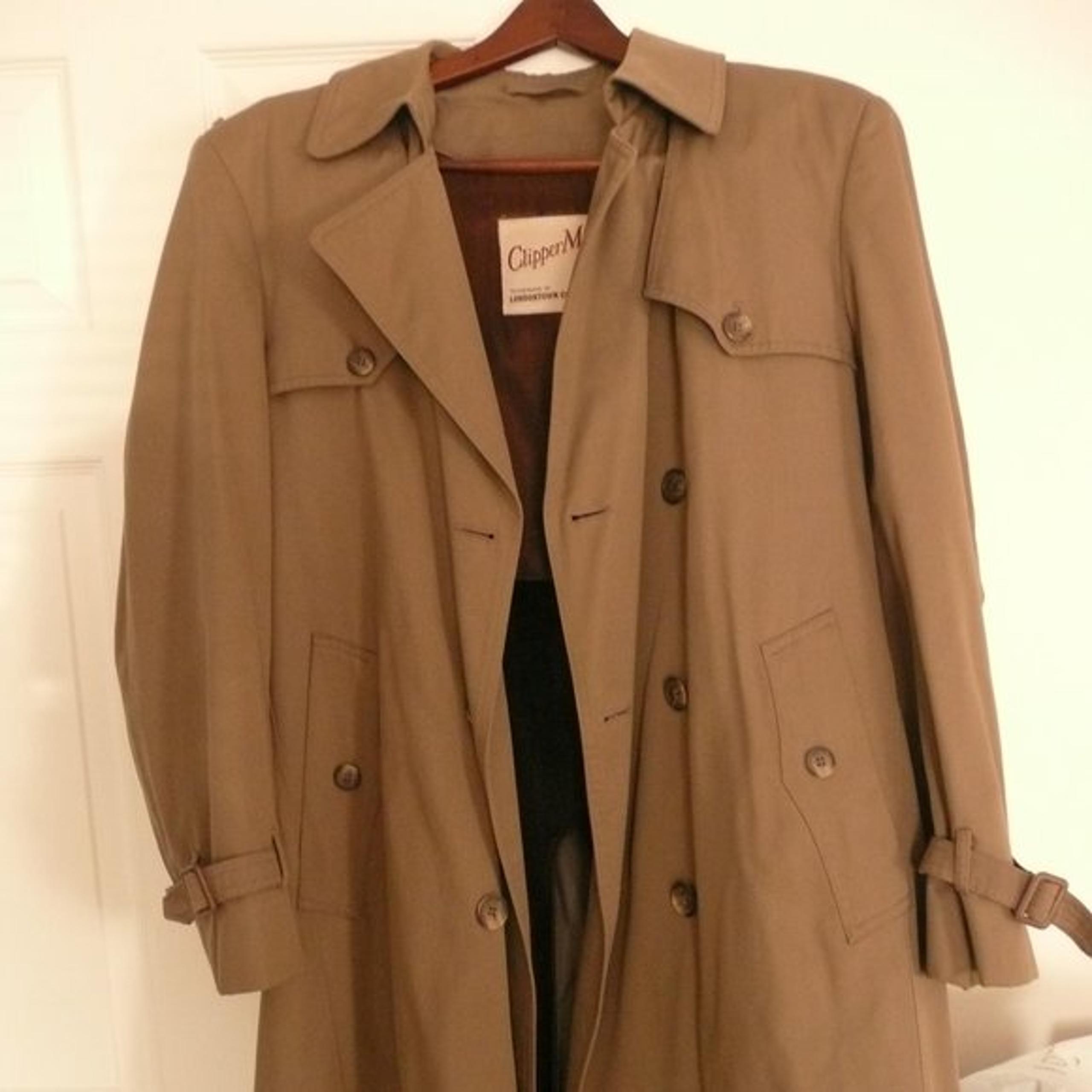 VINTAGE CLIPPER MIST MEN'S LONG TRENCH COAT TAN 40R