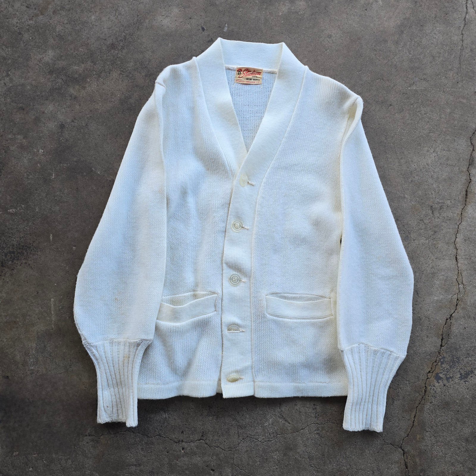 SHAKER Stadium varsity letterman cardigan sweater vtg 50 60s usa made