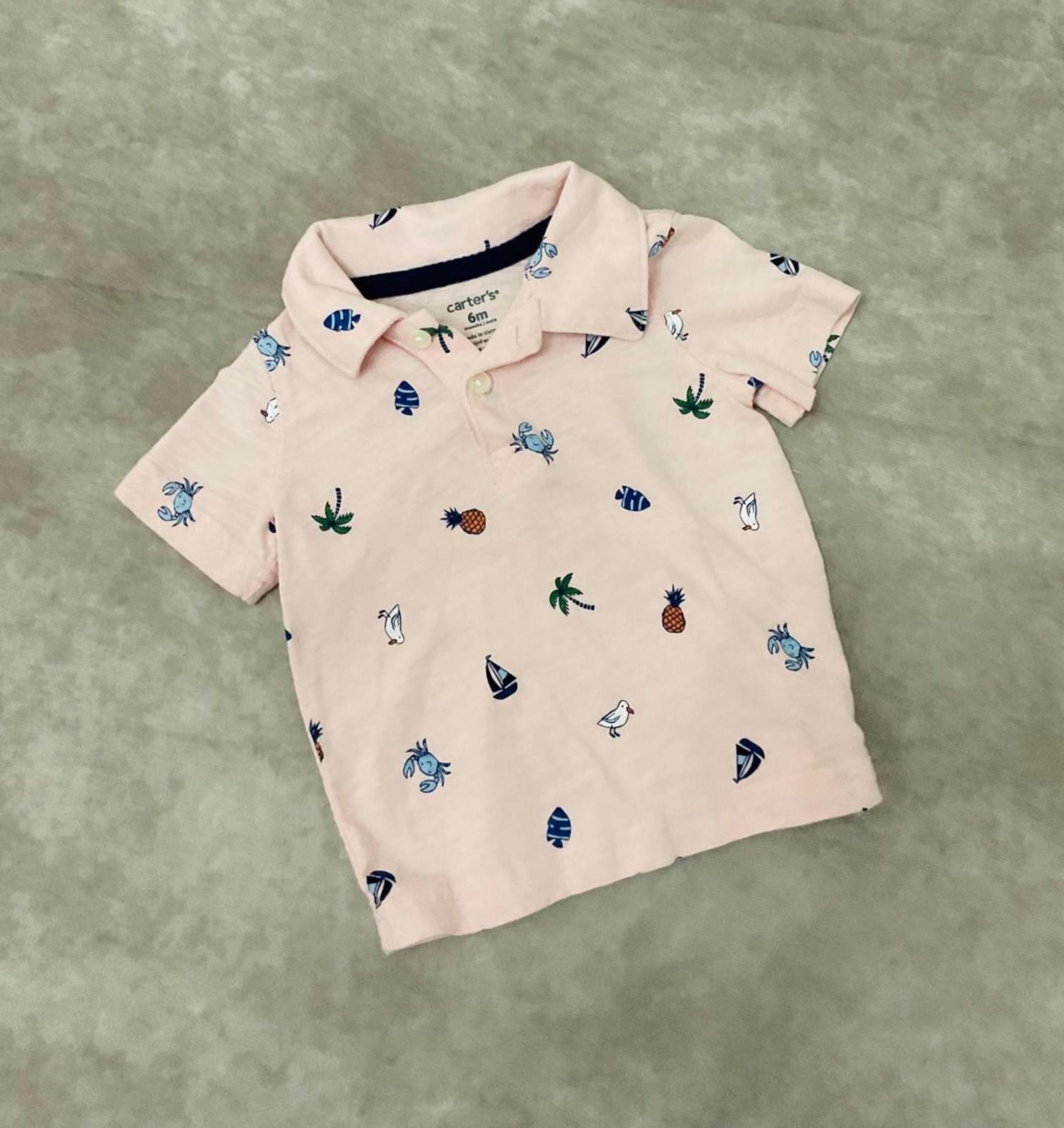 Adorable Kids' Pink Polo Shirt with Fun Summer Print