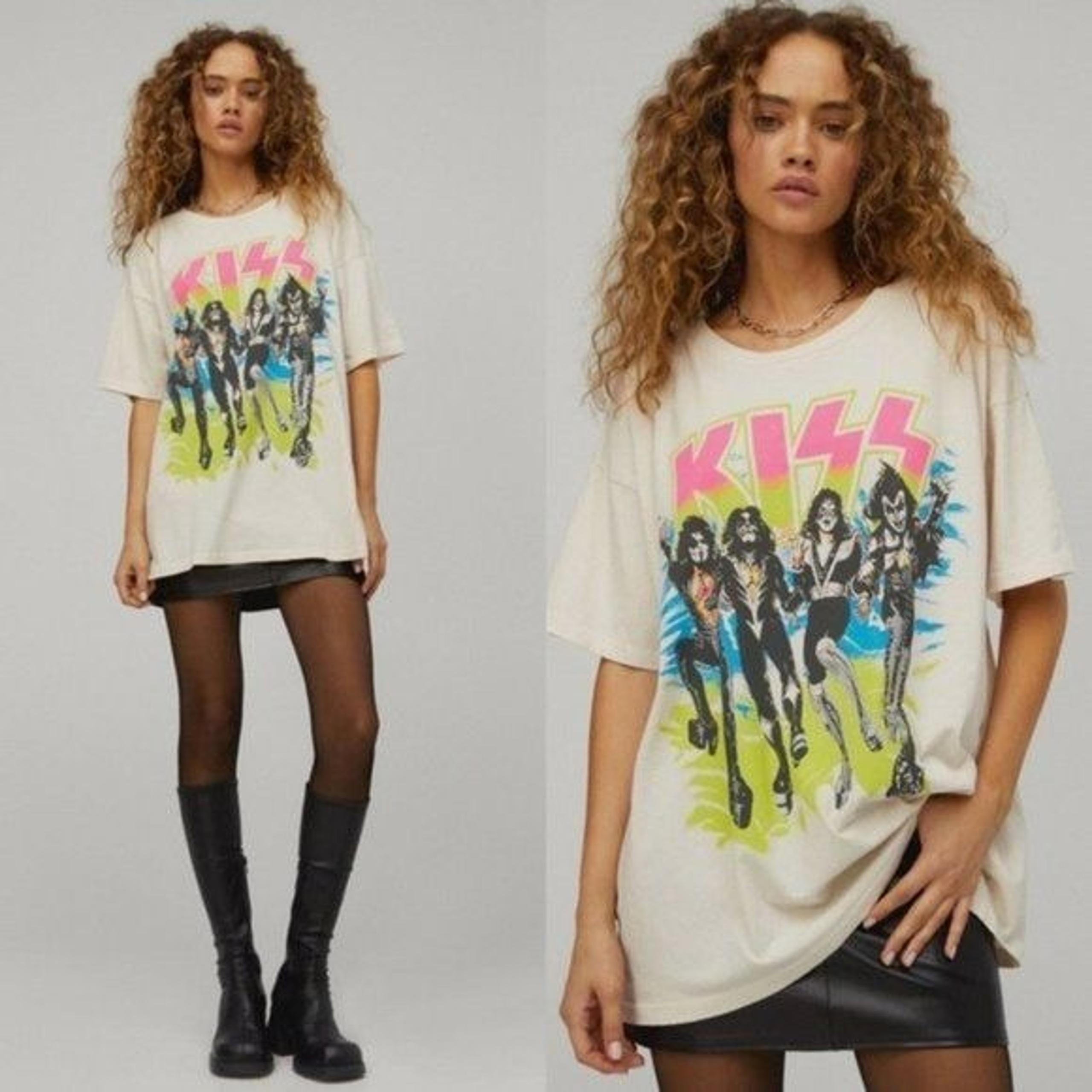 NWT Daydreamer KISS Destroyer Merch Tee Tshirt L Dirty White Vintage Oversized