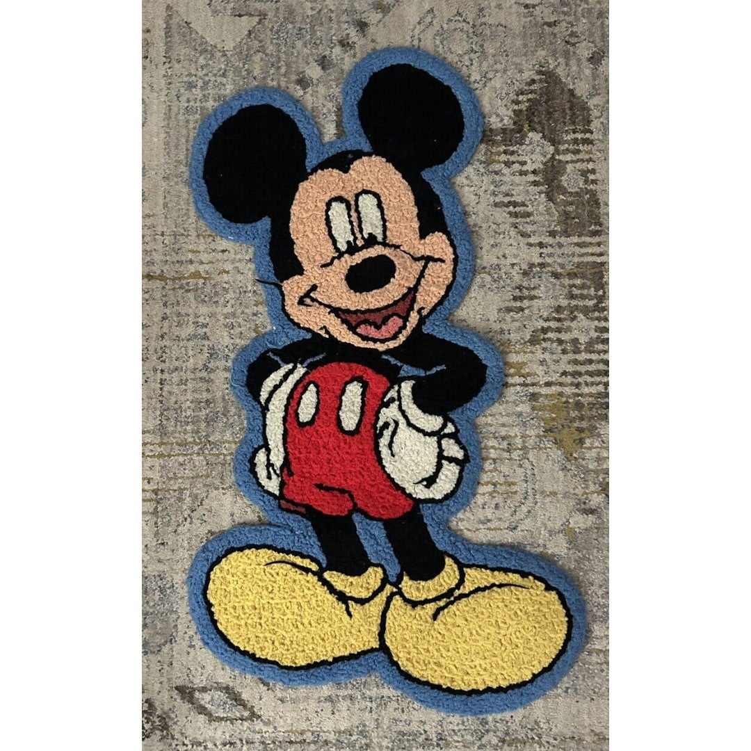 Vtg Disney Mickey Mouse Natural Leader Hook Throw Rug Wall Hanging Large size