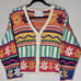 Knitting Needles Knitted By Hand Cropped Cardigan Vintage Sweater Colorful Boho