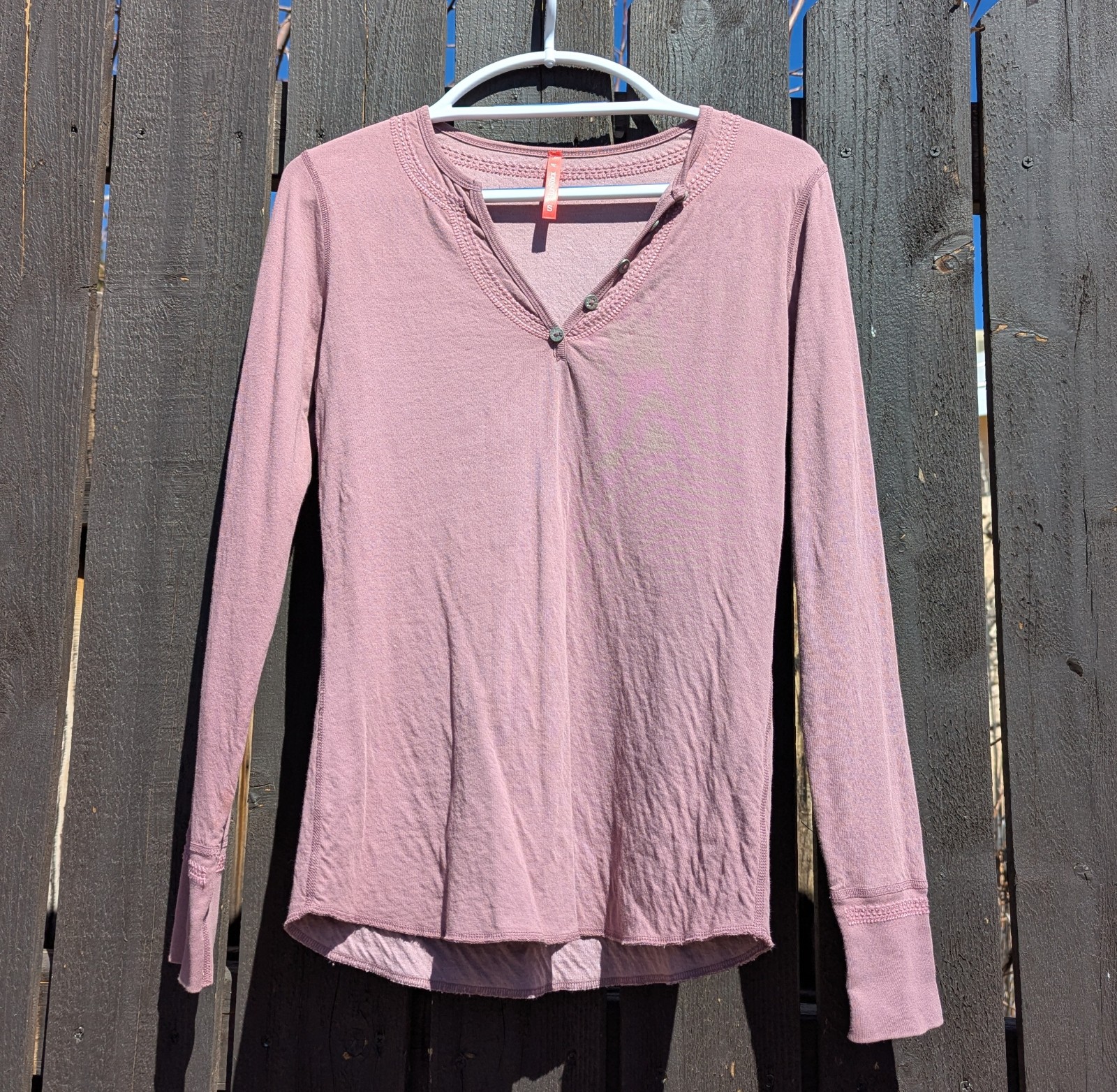 Alp N Rock Lightweight Longsleeve Round-Hem Top, Embroidered, Dusty Rose-Purple