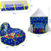 3 piece blue star play tent, tunnel and ball pit