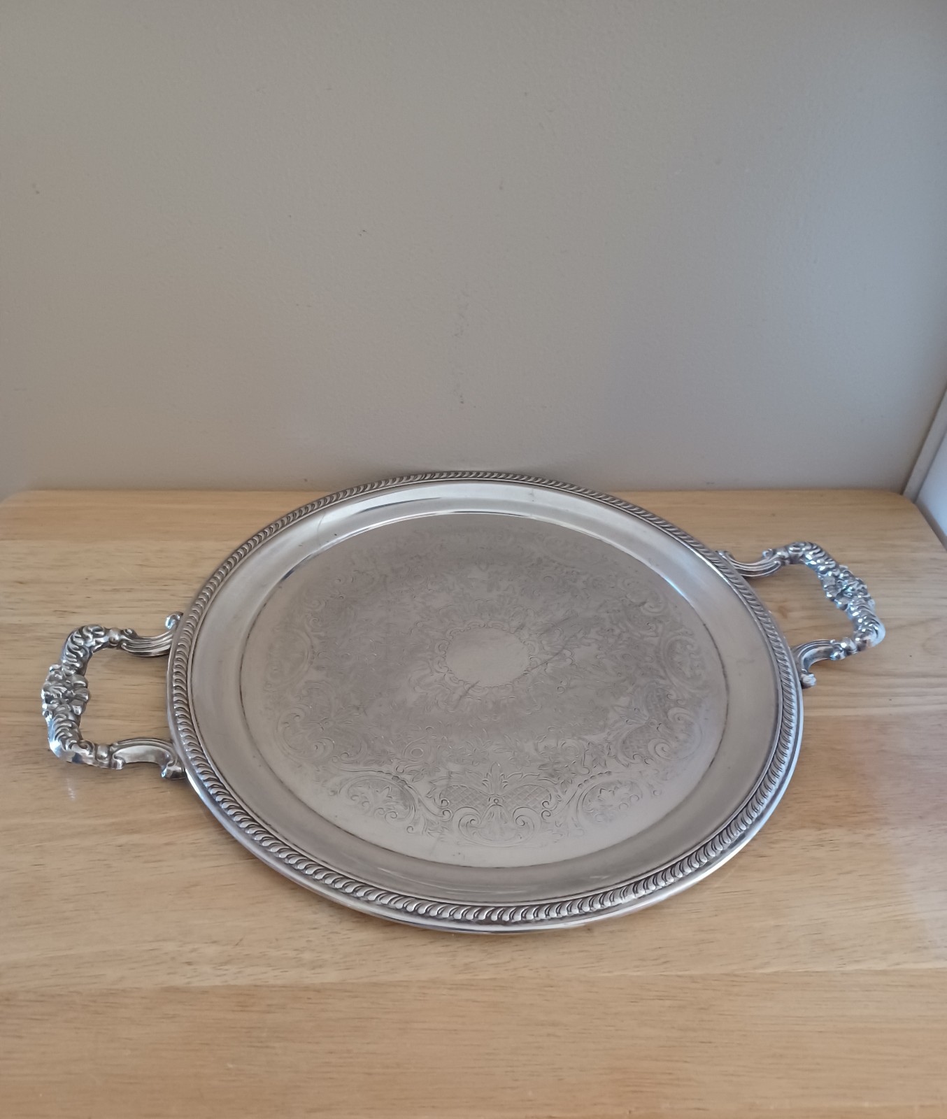 Vintage FB Roger's Silver Co. No.1203 Silver Tray with Beautiful Floral Details.