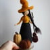 Needle felted witch with pumpkin, halloween decor
