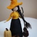 Needle felted witch with pumpkin, halloween decor