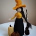 Needle felted witch with pumpkin, halloween decor