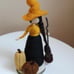 Needle felted witch with pumpkin, halloween decor