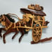 Wood Intarsia Rickshaw Wall Hanging Horse Cart Oriental 22''