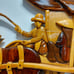 Wood Intarsia Rickshaw Wall Hanging Horse Cart Oriental 22''