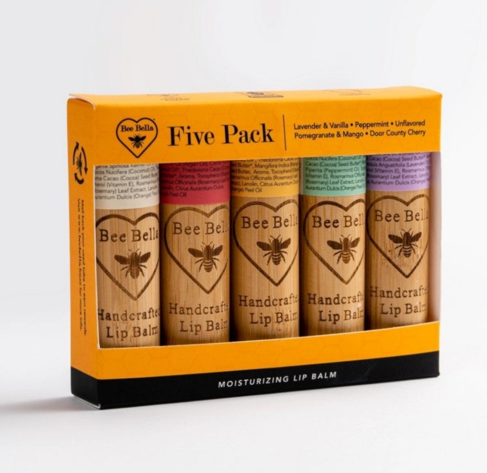 Bamboo Beeswax Lip Balm Gift Set Pack of 5 Flavors