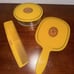 Vintage Art Deco Ivory Celluloid Vanity Set-Mirror/comb/EMBOSSED MONOGRAM
