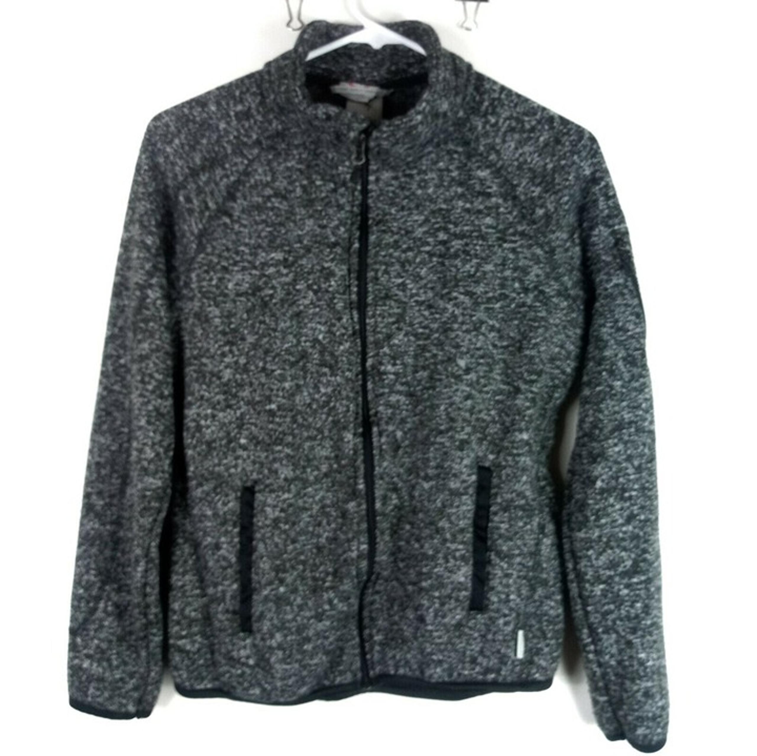 Avalanche Peak Full Zip Fleece Jacket Womens Small Black Mock Neck Marled
