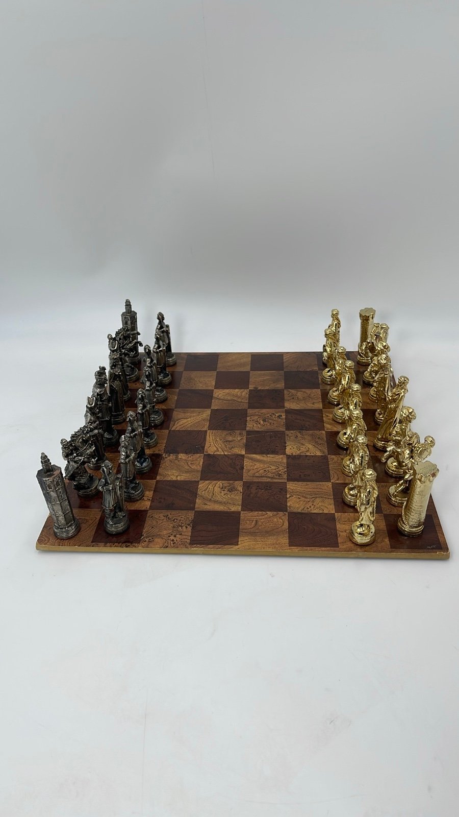 Medieval Knights Chess Metal Gold & Silver Set
