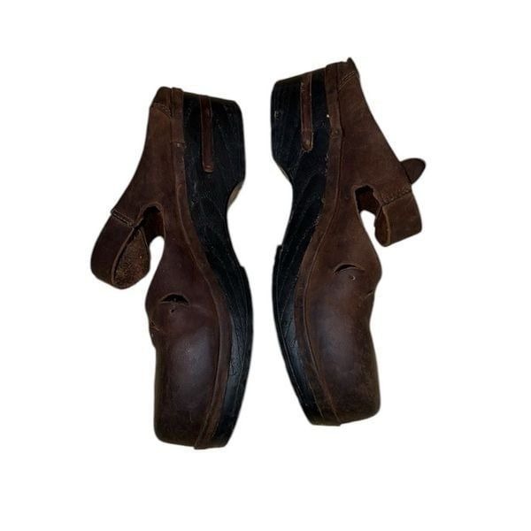 Zeeta Brown Leather Mary Jane Mules Shoes Size 6.5 Clogs