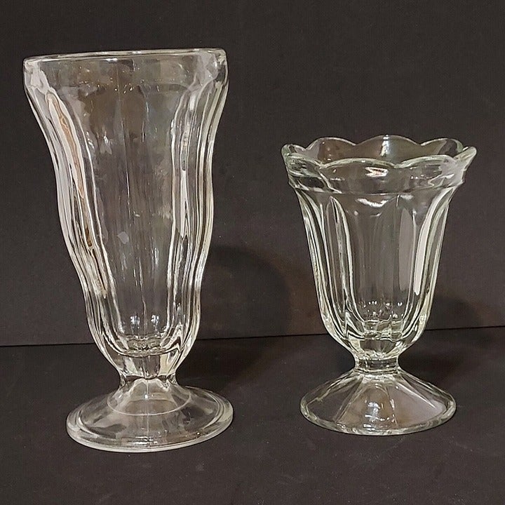 Low Sherbet and 12 ounce Soda Tumbler Clear Fountain Ware Anchor Hocking 1960