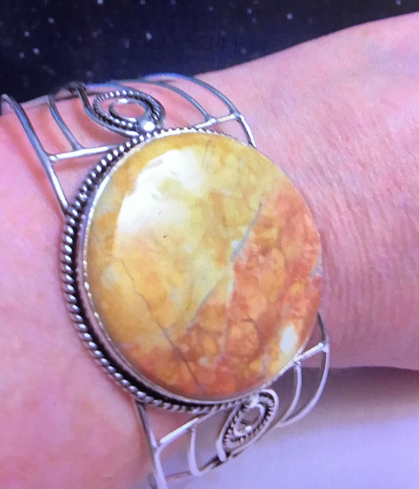 Maligano Jasper 925 Sterling Silver Cuff Bracelet