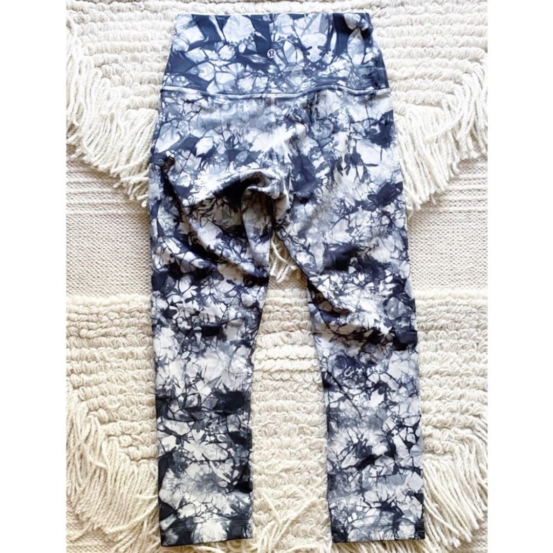 LULULEMON gray / white tie dye Wunder Under Luxtreme crop high-rise leggings 4