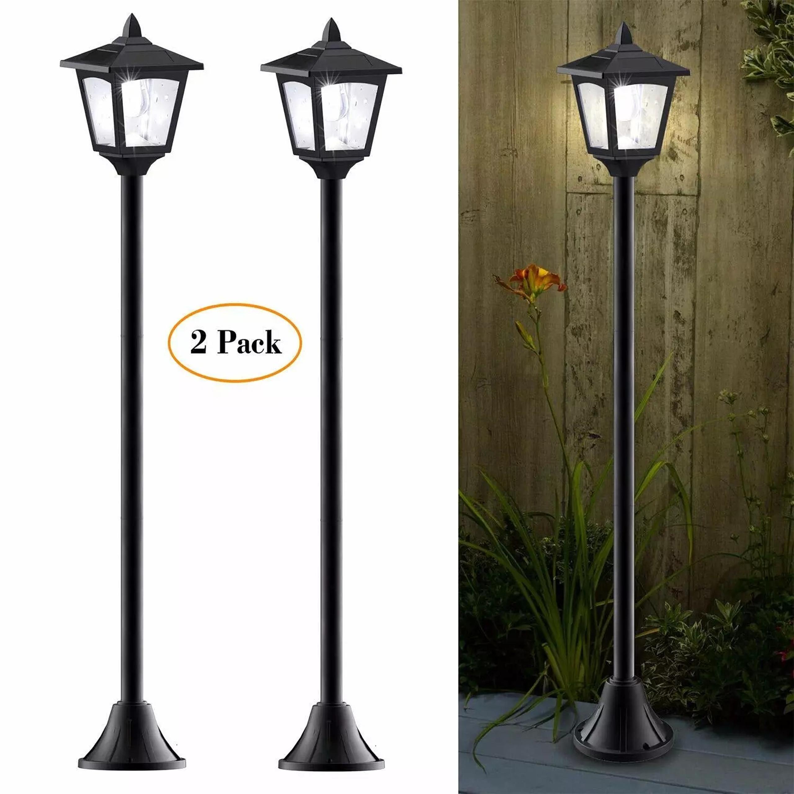 2 Pack 42 Inches Solar Post Light Led Mini Street Post Outdoor Garden Lamp Lawn