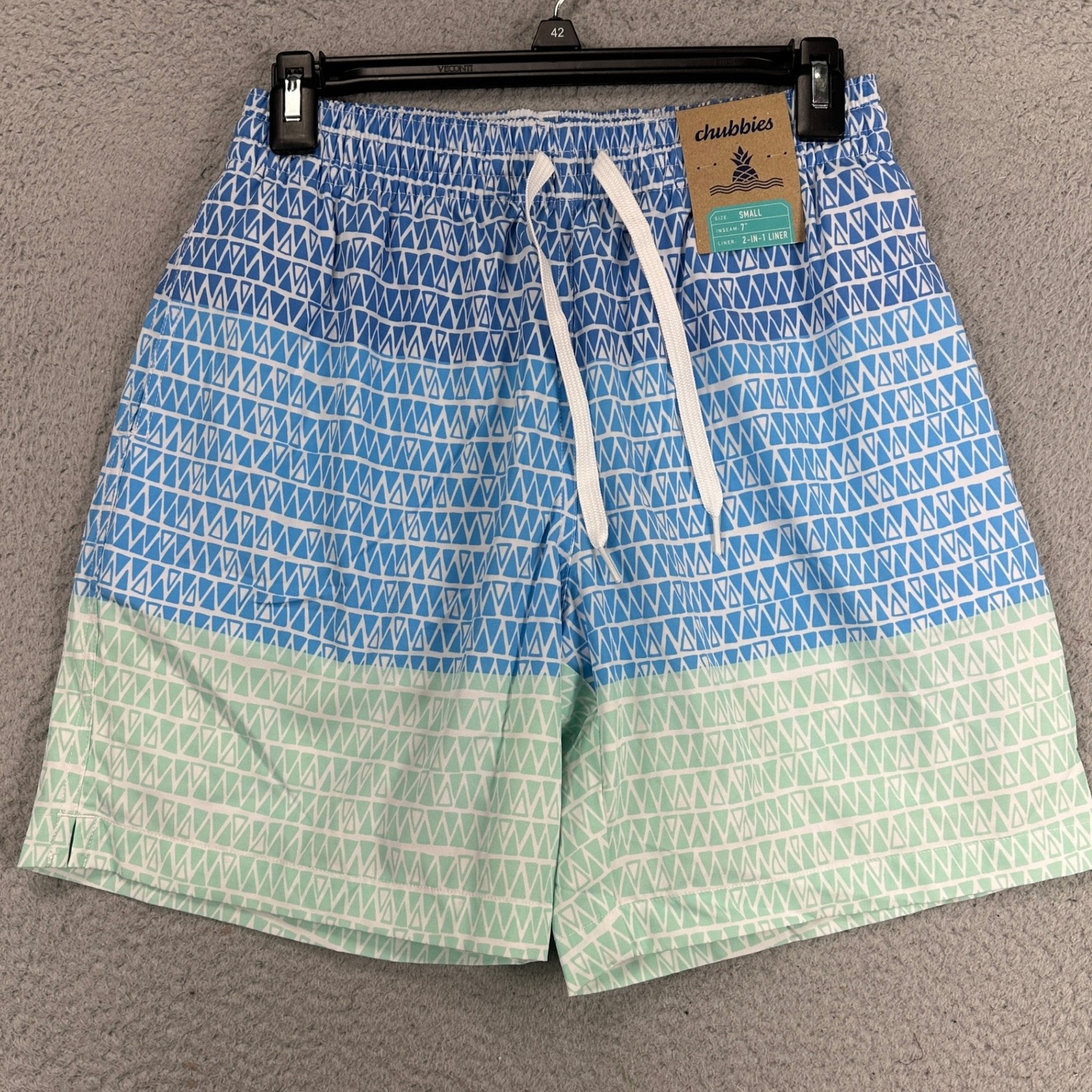 Chubbies The Ocean Trifectas Swim Trunks Mens Small Blue Colorblock Swimwear NEW