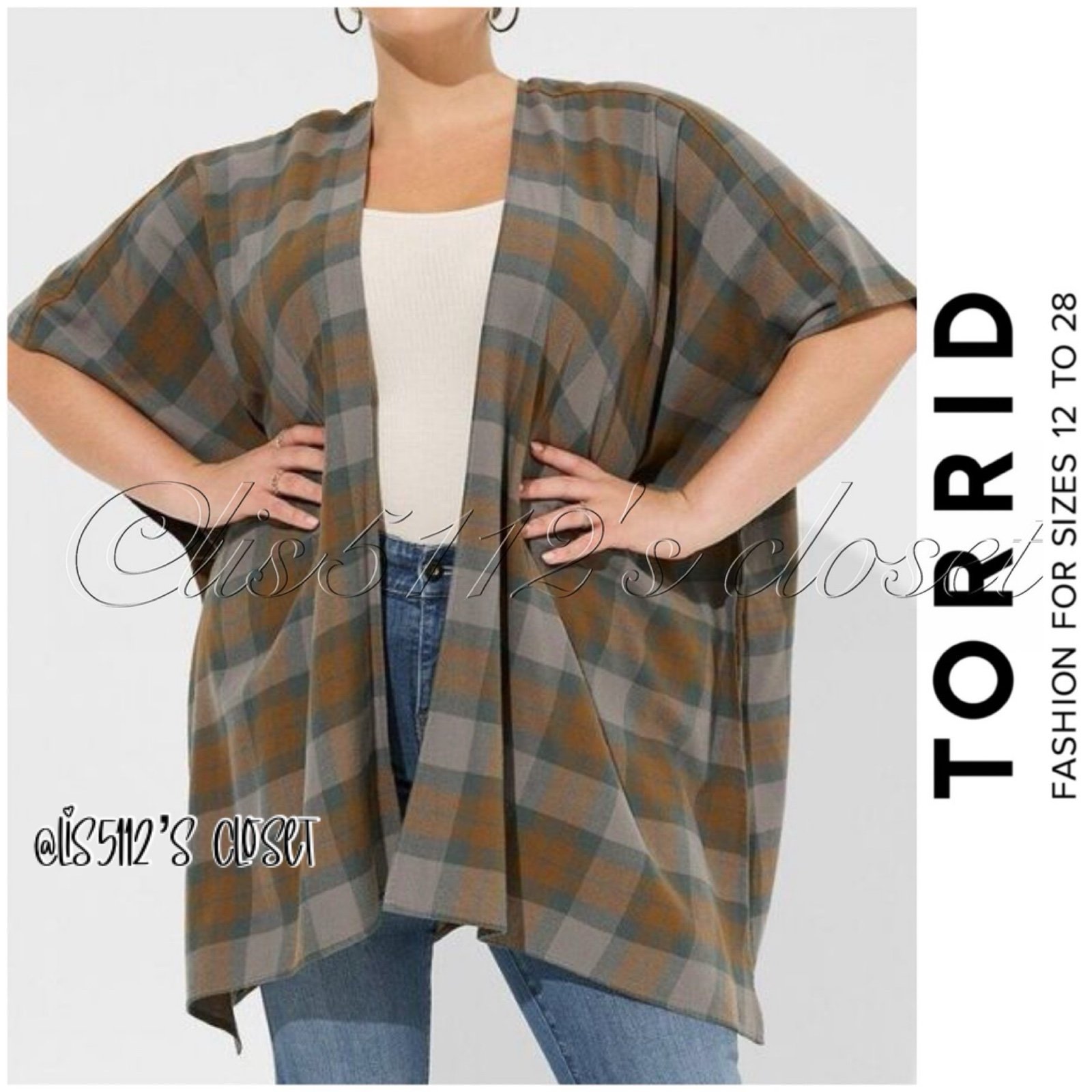 Torrid x Outlander Tartan Plaid Dolman Kimino Drape Cardigan 1X 14 16