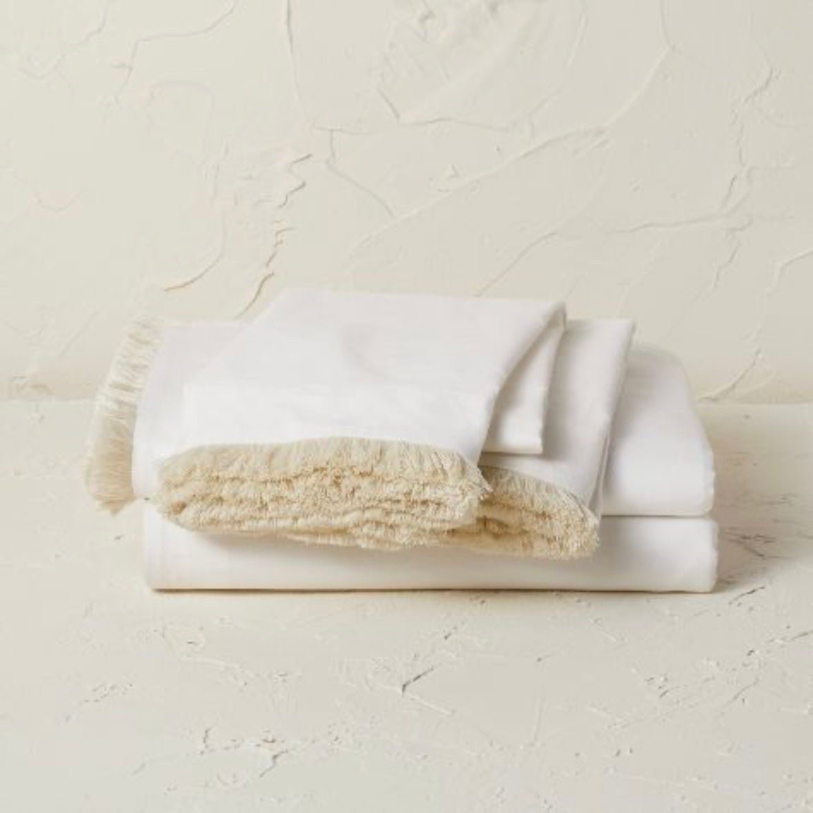 Opalhouse Cream Fringe Cotton Percale Sheet Set - Designed with Jungalow - QUEEN
