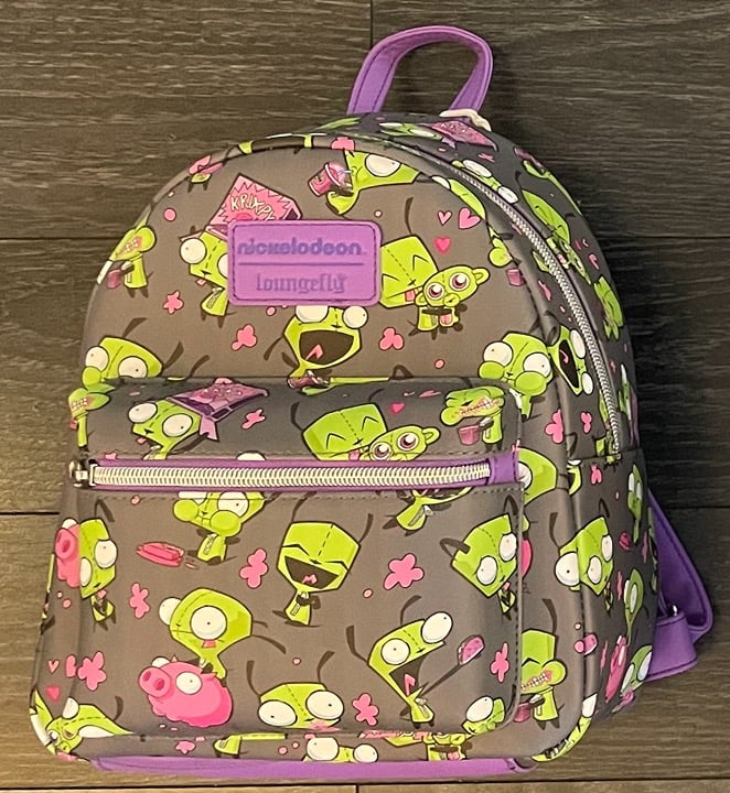 LOUNGEFLY NICKELODEON INVADER ZIM GIR PIG SNACKS AOP BACKPACK BOOKBAG BAG
