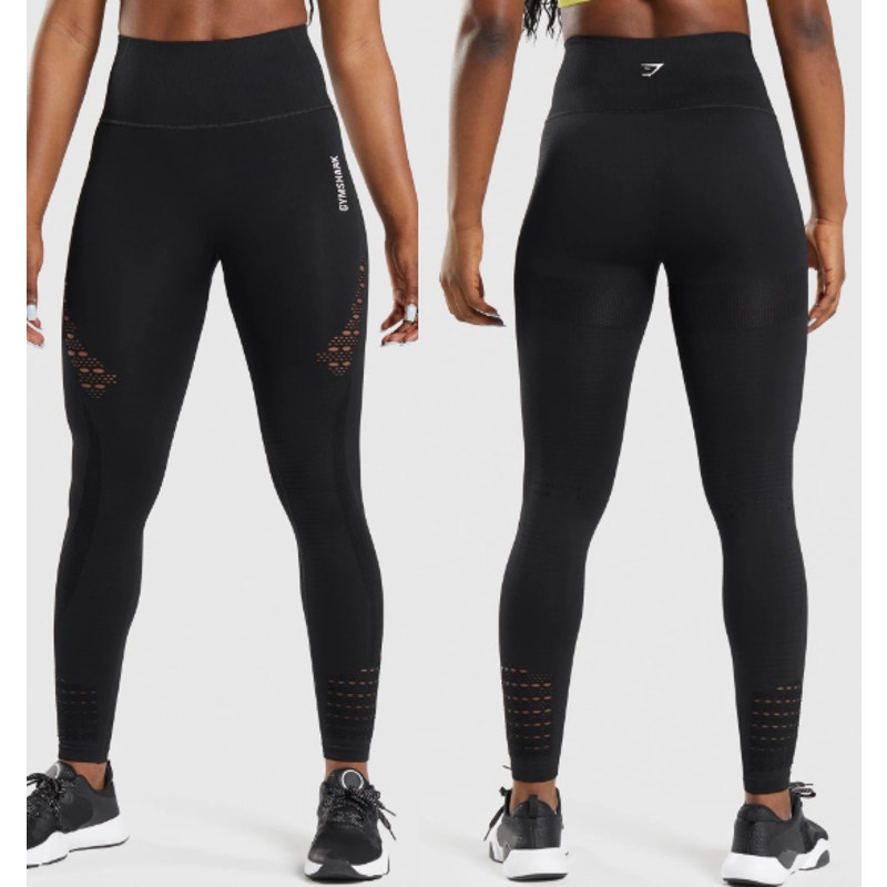 Gymshark Energy Seamless Eyelet High-Waisted Gym Leggings Black Women's Size S
