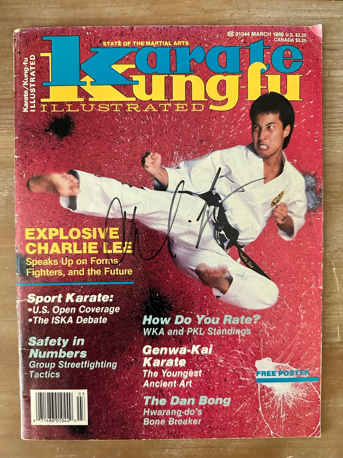 Autographed Charlie Lee Karate Kung-Fu Illustrated Magazine March 1989 Edition