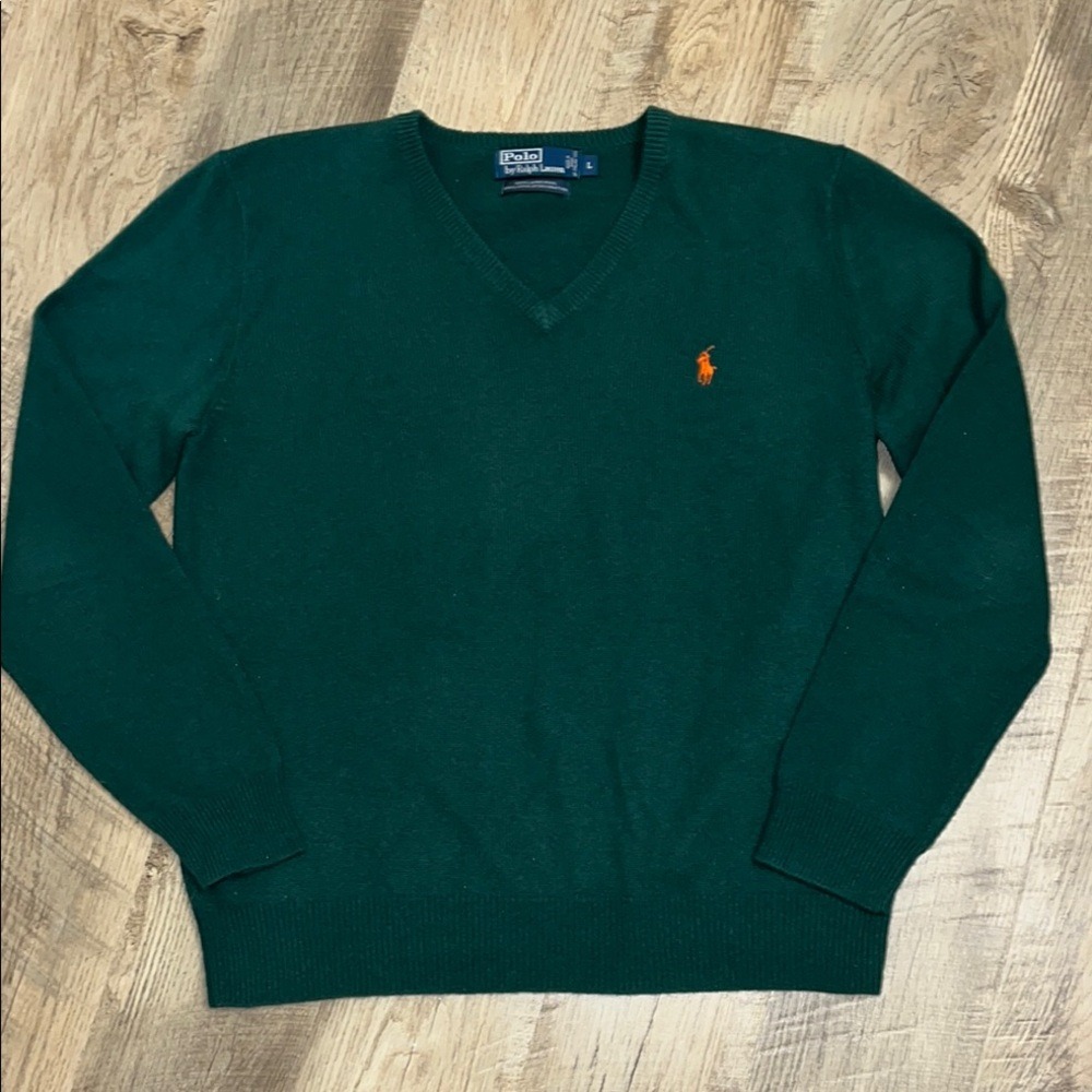 Polo Ralph Lauren 100% Lambs Wool Army Green Sweater Large
