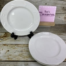Thomson Pottery SEASHELLS Embossed Rim White Ceramic Lunch Salad Plates Set of 4