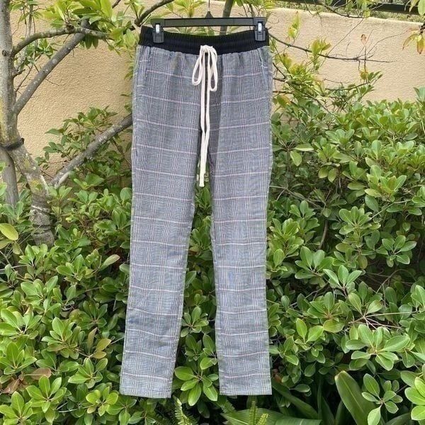 CHRISTOS New York Men's Platinum Black/Red/Blue/White Plaid Pants Medium EUC!