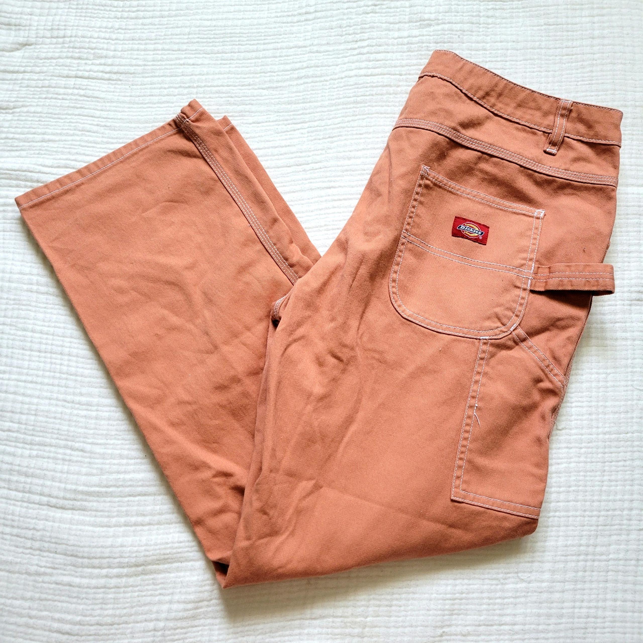 Dickie's Cargo Pants Womens 32" Burnt Orange Denim Workwear Carpenter Skater