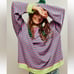 Free People Classic Striped Crew Sweatshirt Oversized Pink Combo Green Stripes L