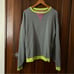 Free People Classic Striped Crew Sweatshirt Oversized Pink Combo Green Stripes L