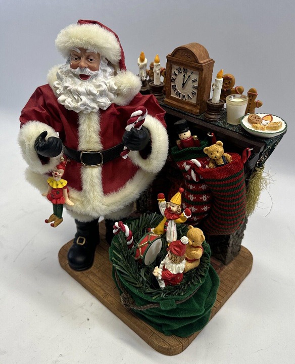 Kirkland Santa Claus Fireplace Christmas Figure Display Fabric Mache #212206